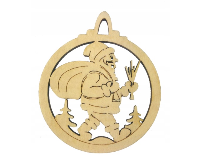 Drevený výrez Ø 6,4cm - Bombuľa Santa.