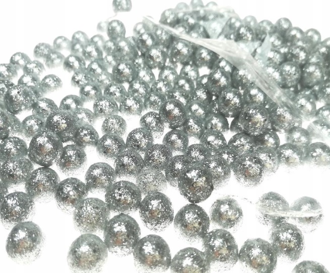 Polystyrénové glitrové guličky 1cm / 30ks - Strieborné 