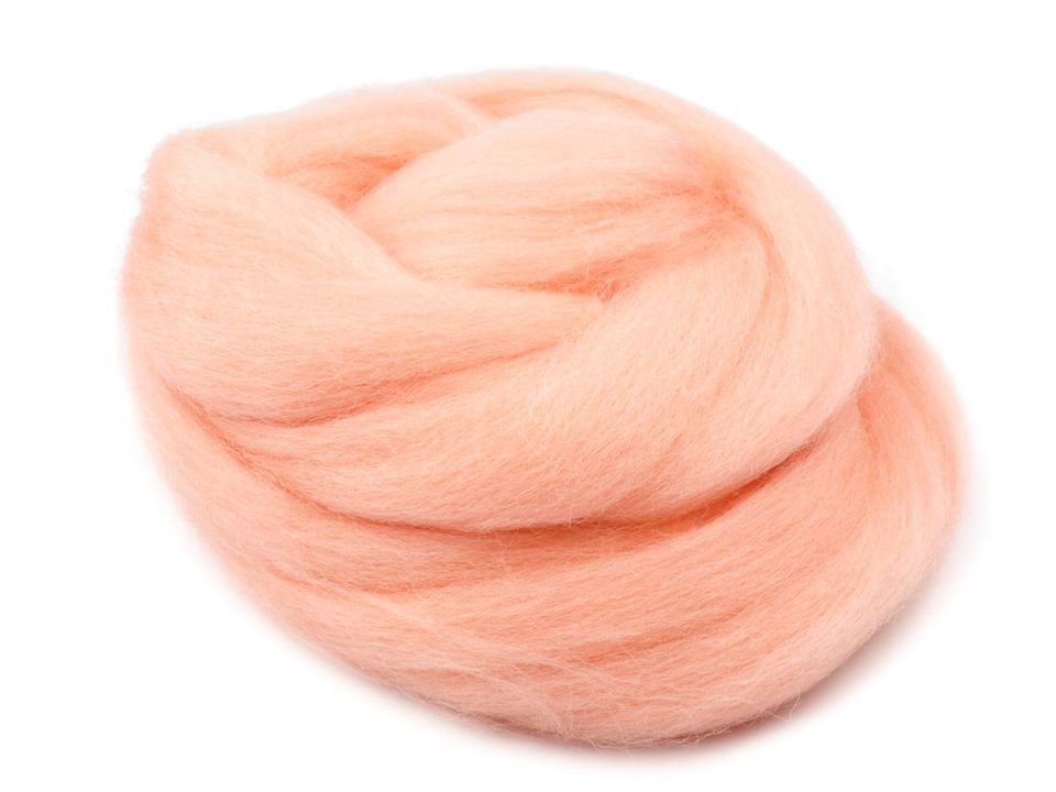 Farebná česaná plsť, Merino vlna 10g - Marhuľová.