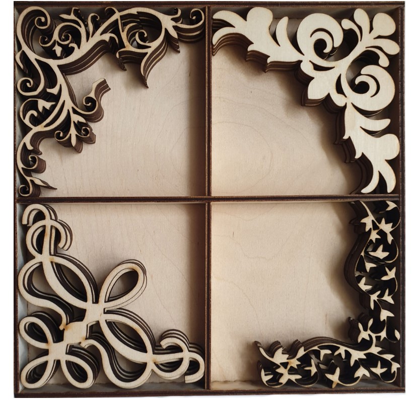 Drevená zostava 20ks/5x5cm - Ornamenty.