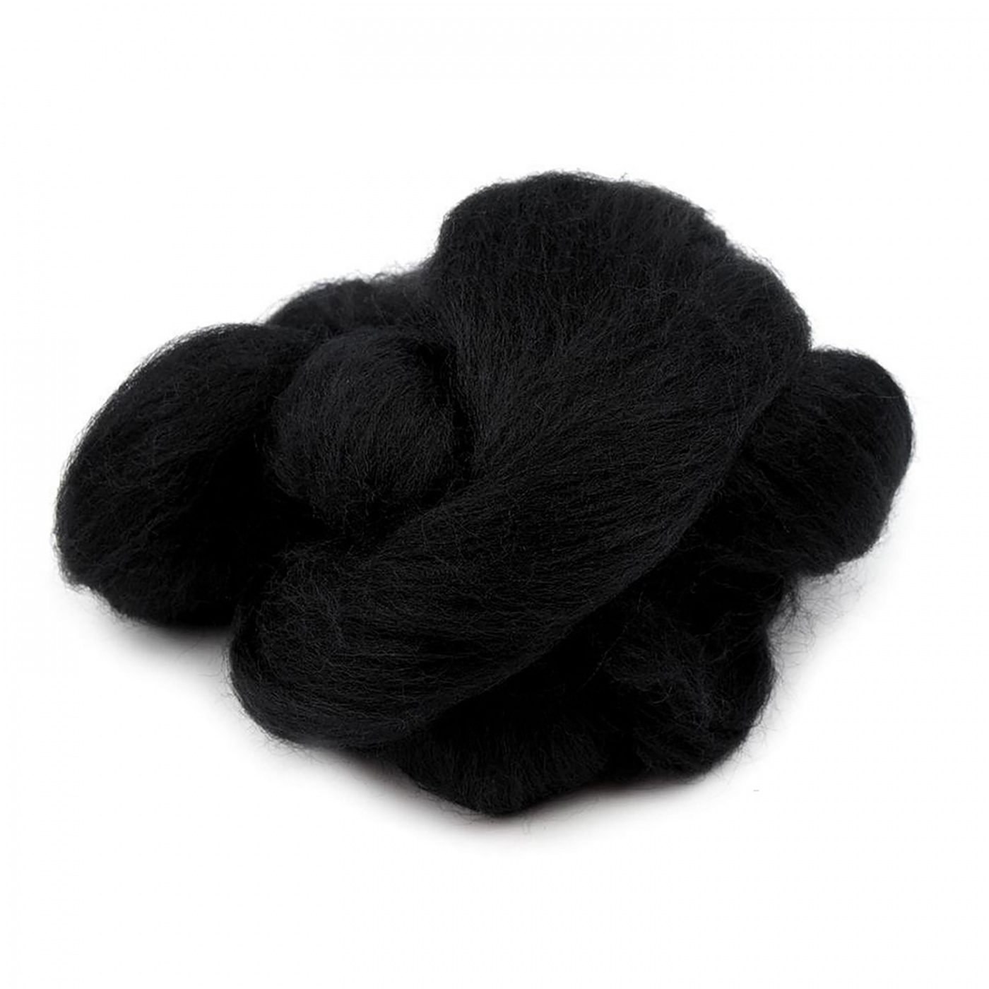 Farebná česaná plsť, Merino vlna 10g - Čierna