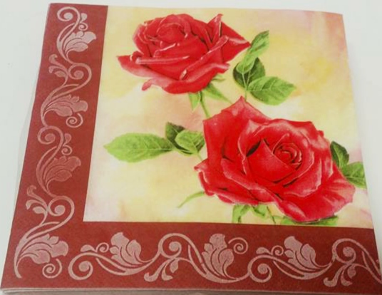Servítka na Decoupage  -  Ornament ruže.