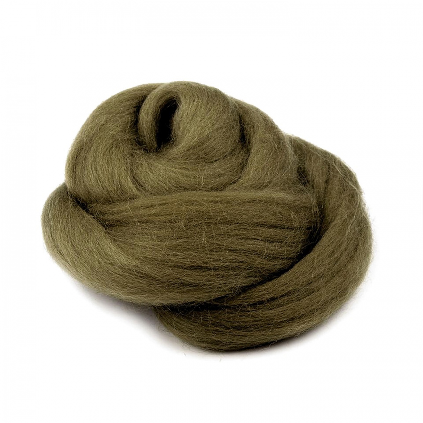 Farebná česaná plsť, Merino vlna 10g - Olivová zelená.