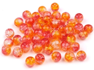 Sklenené korálky praskačky Ø 6mm - Oranžovo červená 