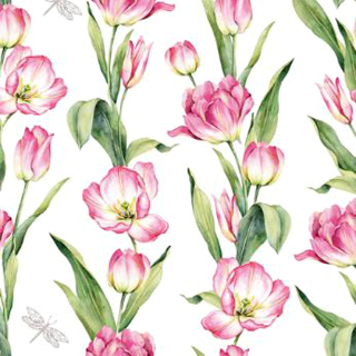 Servítka na Decoupage  -  Ružové tulipány