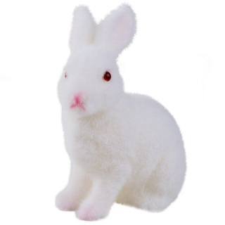 Plastoý zajačik chlpatý 15x11x7cm - Biely 