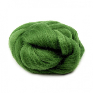 Farebná česaná plsť, Merino vlna 20g - Trávová zelená