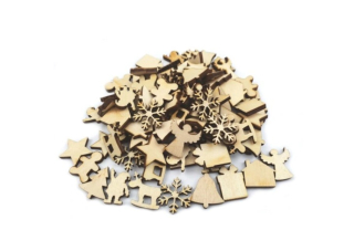 Mini drevené dekorácie Mix 50ks/2cm - Vianoce
